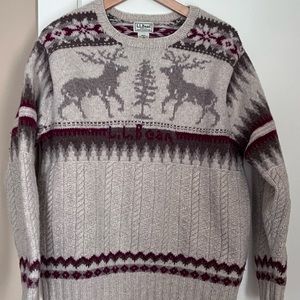 LL BEAN Reindeer Lambswool Sweater